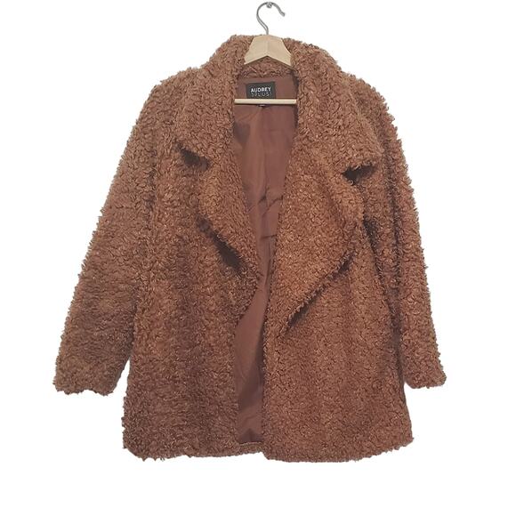 Audrey 3plus1 | Teddy Bear Super Soft Cozy Open Front Jacket with Pockets - Picture 1 of 9